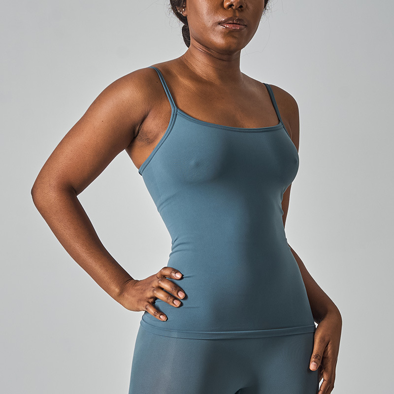 Women Solid Color Seamless Cami Top Slim Basic Layering Tank 