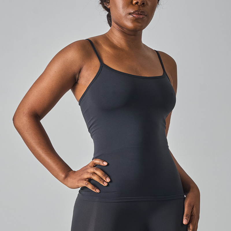 Women Solid Color Seamless Cami Top Slim Basic Layering Tank 