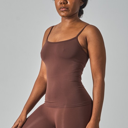 Women Solid Color Seamless Cami Top Slim Basic Layering Tank