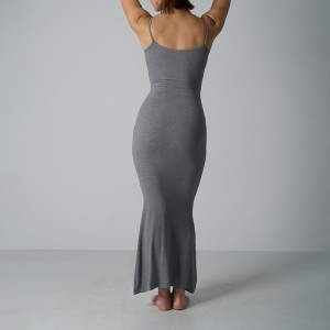 Skims Style Sleeveless Tank Maxi Dress Elastic Comfort Bodycon Evening Gown