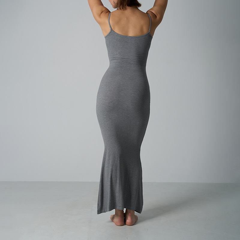 Skims Style Sleeveless Tank Maxi Dress Elastic Comfort Bodycon Evening Gown 