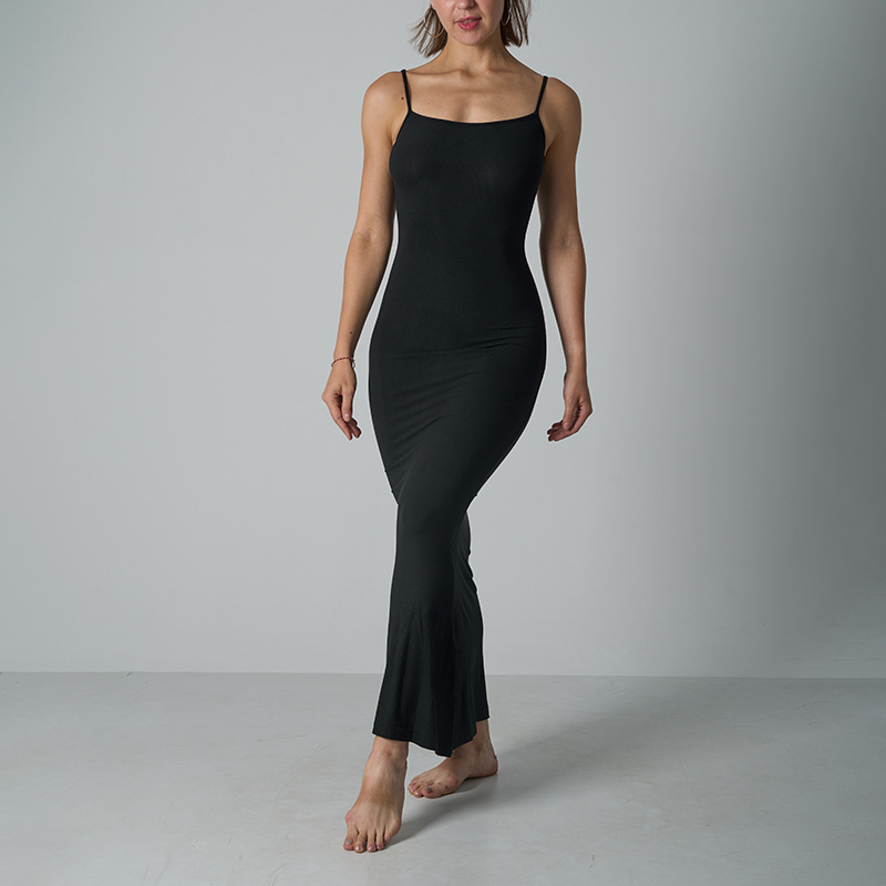 Skims Style Sleeveless Tank Maxi Dress Elastic Comfort Bodycon Evening Gown 