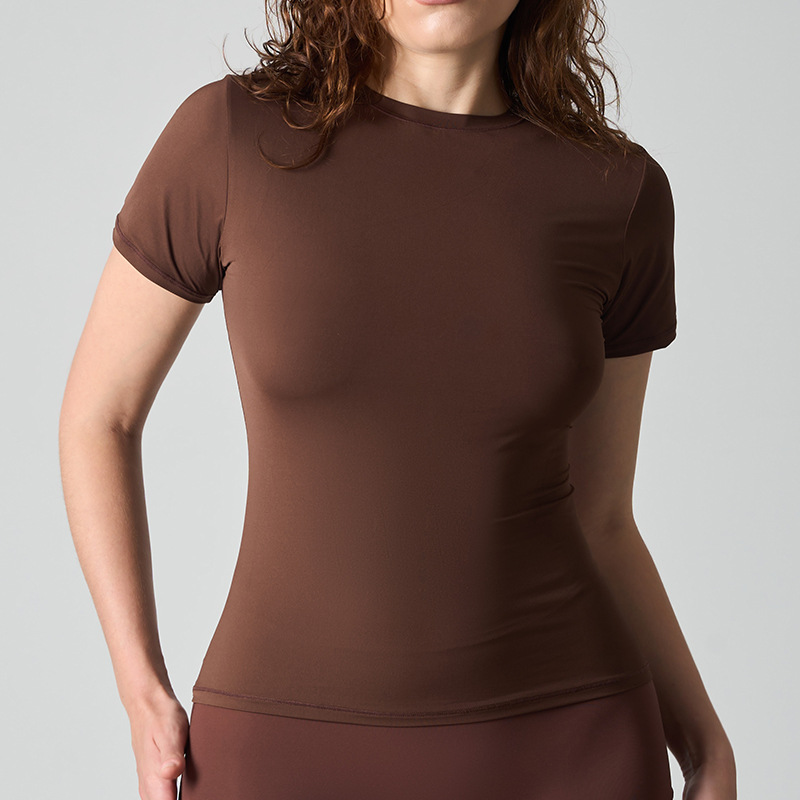Skims Single Layer T-Shirt Waist Cinching Curvy Fit Nude Feel High Stretch Shoulder Slim Short Sleeve T 