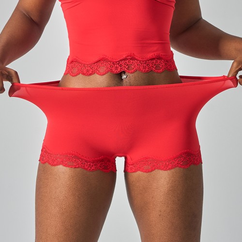 Mid Waist Sexy Hollow Out High Elastic Comfort Sports Yoga Boyshorts For Women