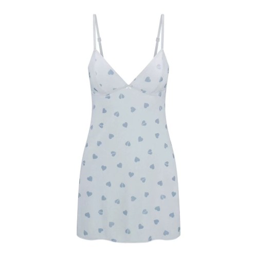V-Neck Velvet Lace Heart Print Slip Nightdress